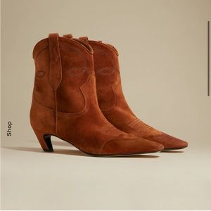 Khaite Dallas Ankle Boot in Caramel Suede